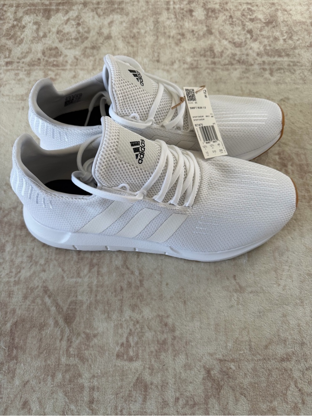 adidas Men’s White Athletic Running Shoes with Gum Outsole - Picture 4 of 5
